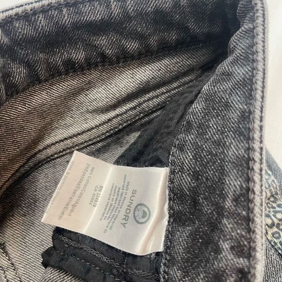 NWT Anthropologie Sundry Leopard Trimmed Ultra High Rise Straight Jeans Size 27 - Picture 11 of 15